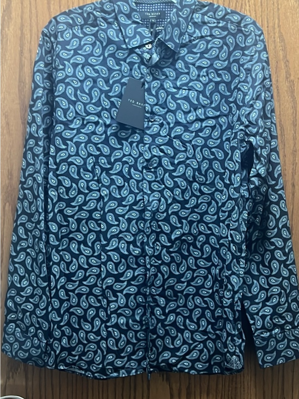 Ted Baker Black and Blue Paisley Button-Down Shirt
